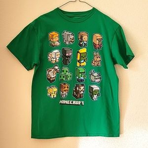 MINECRAFT boys graphic T-shirt, Medium, Green, EUC